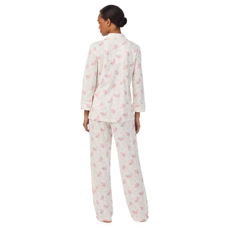 Lauren Ralph Lauren Cotton Knit 3/4 Sleeve Notch Collar Pajama Set image number 1